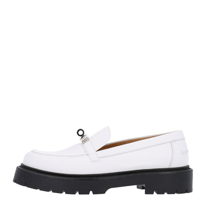 Calfskin Womens Icone Loafers 38.5 White