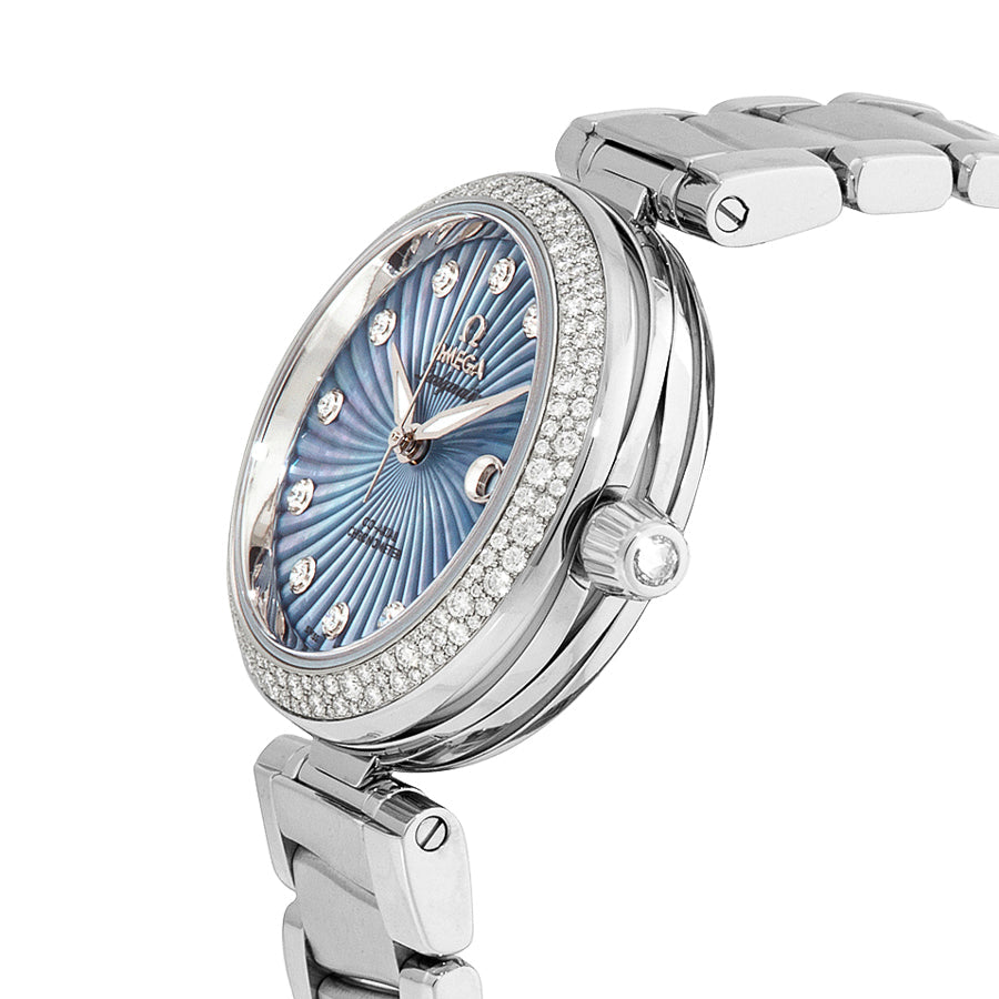Omega De Ville Ladymatic Blue Pearl & Diamond Ladies Luxury Watch 425.35.34.20.57.002