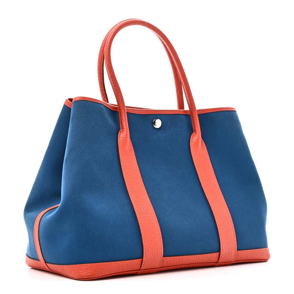 Toile Negonda Garden Party Tote 36 MM  Bleu Zanzibar Capucine