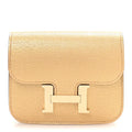 Metallic Chevre Chamkilight Constance Slim Wallet Dore