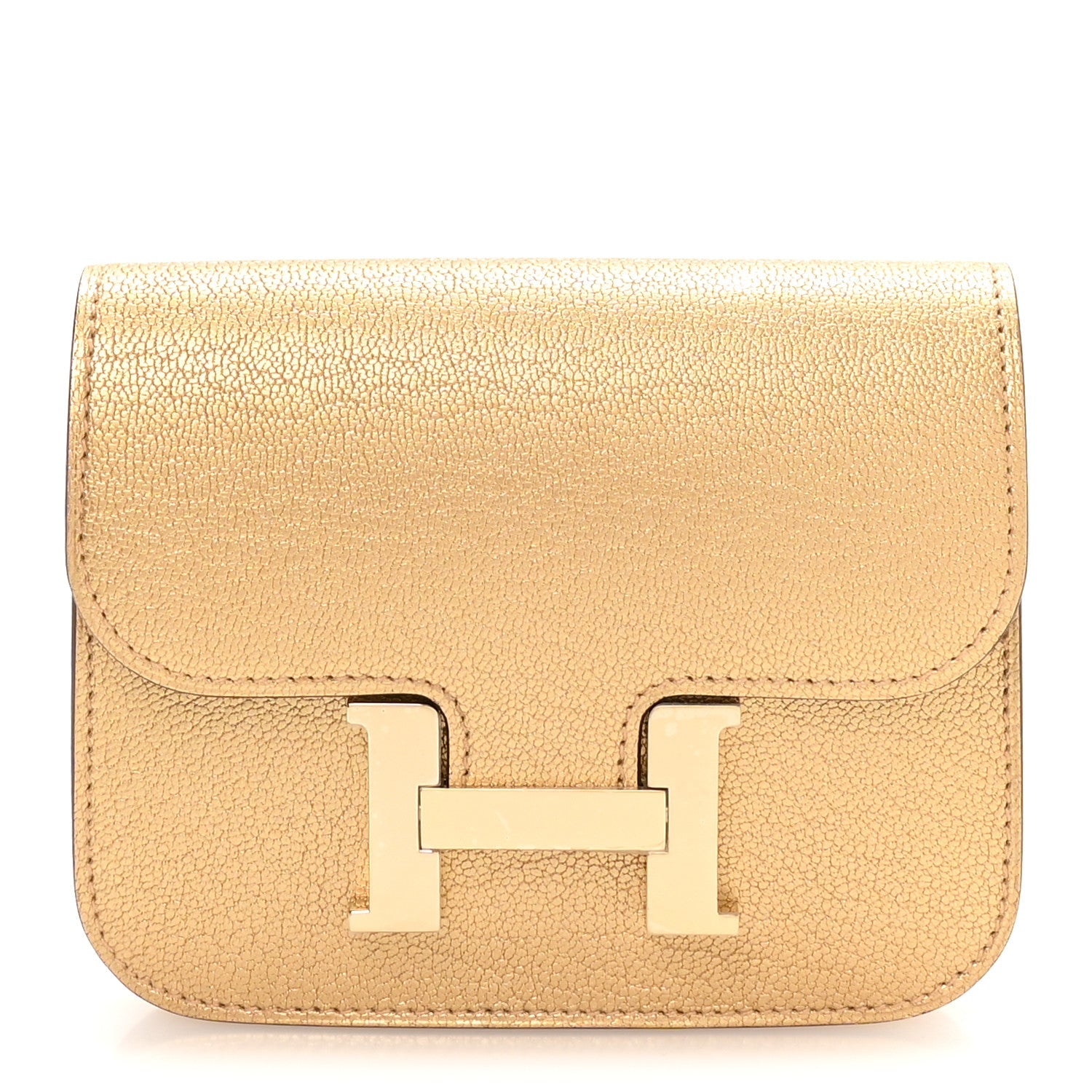Metallic Chevre Chamkilight Constance Slim Wallet Dore