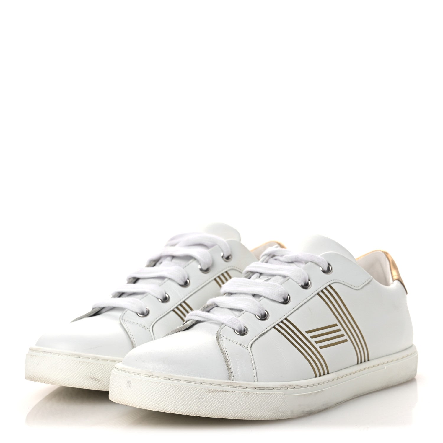 Metallic Calfskin Womens Advantage Sneakers 39.5 White Dore