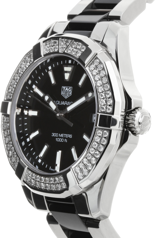 Tag Heuer Aquaracer Quartz Diamonds Black Dial Two Tone Steel Strap Watch for Men - WAY131E.BA0913