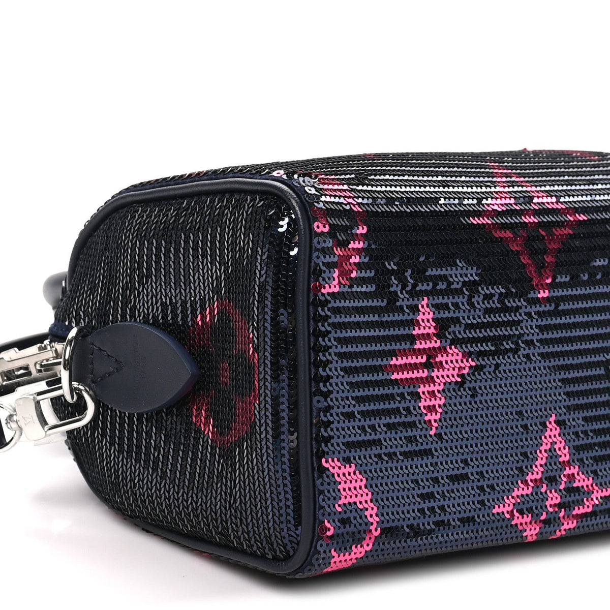 Giant Monogram Sequins Speedy Bandouliere 18 Navy Fuchsia