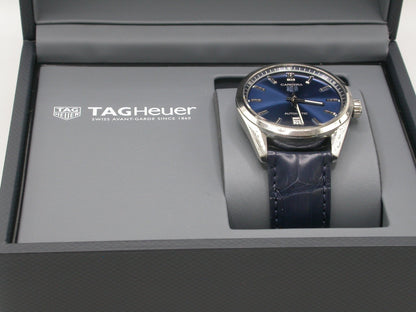 Tag Heuer Carrera Date Blue Dial Blue Leather Strap Watch for Men - WBN2112.FC6504