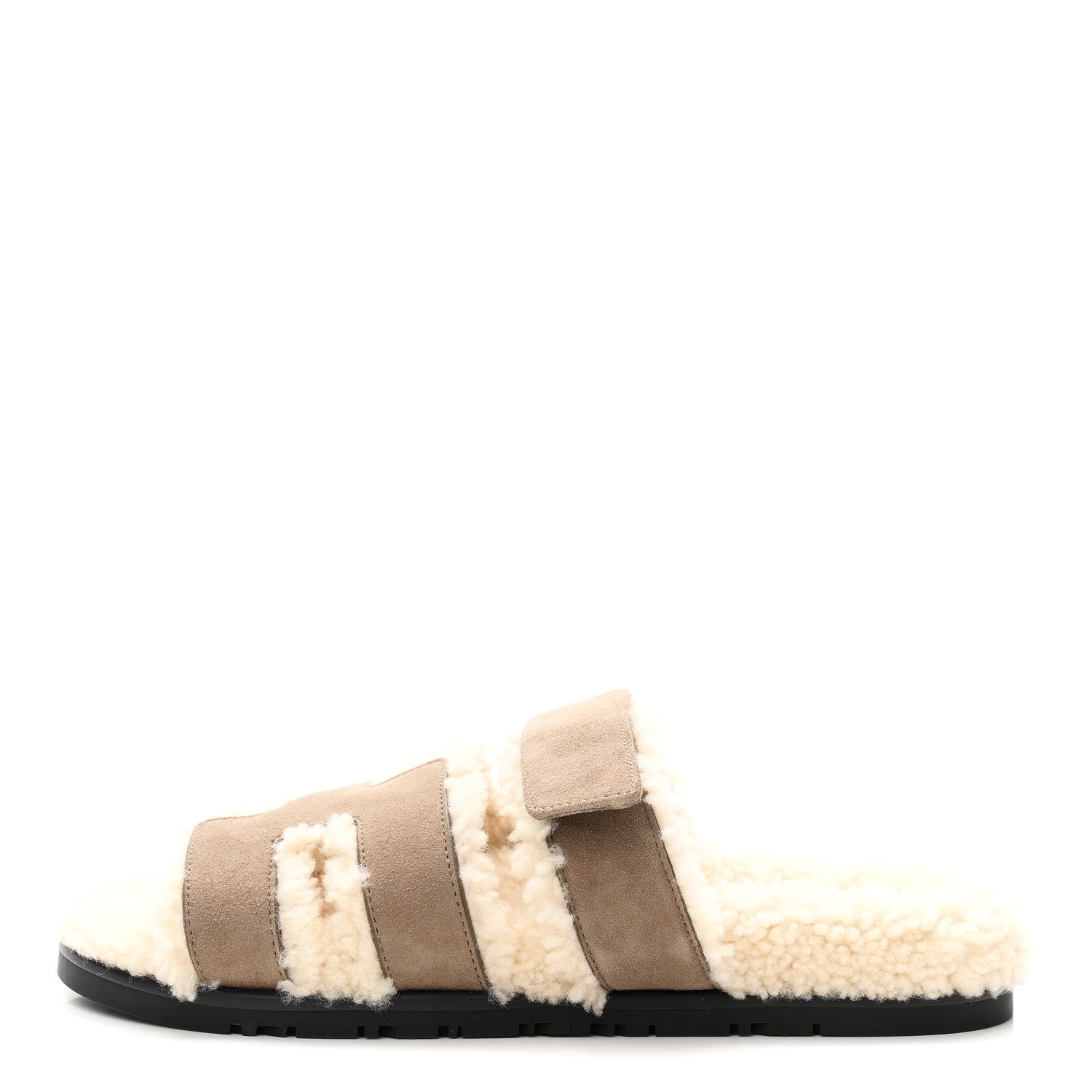 Suede Goatskin Woolskin Womens Chypre Sandals 38.5 Etoupe
