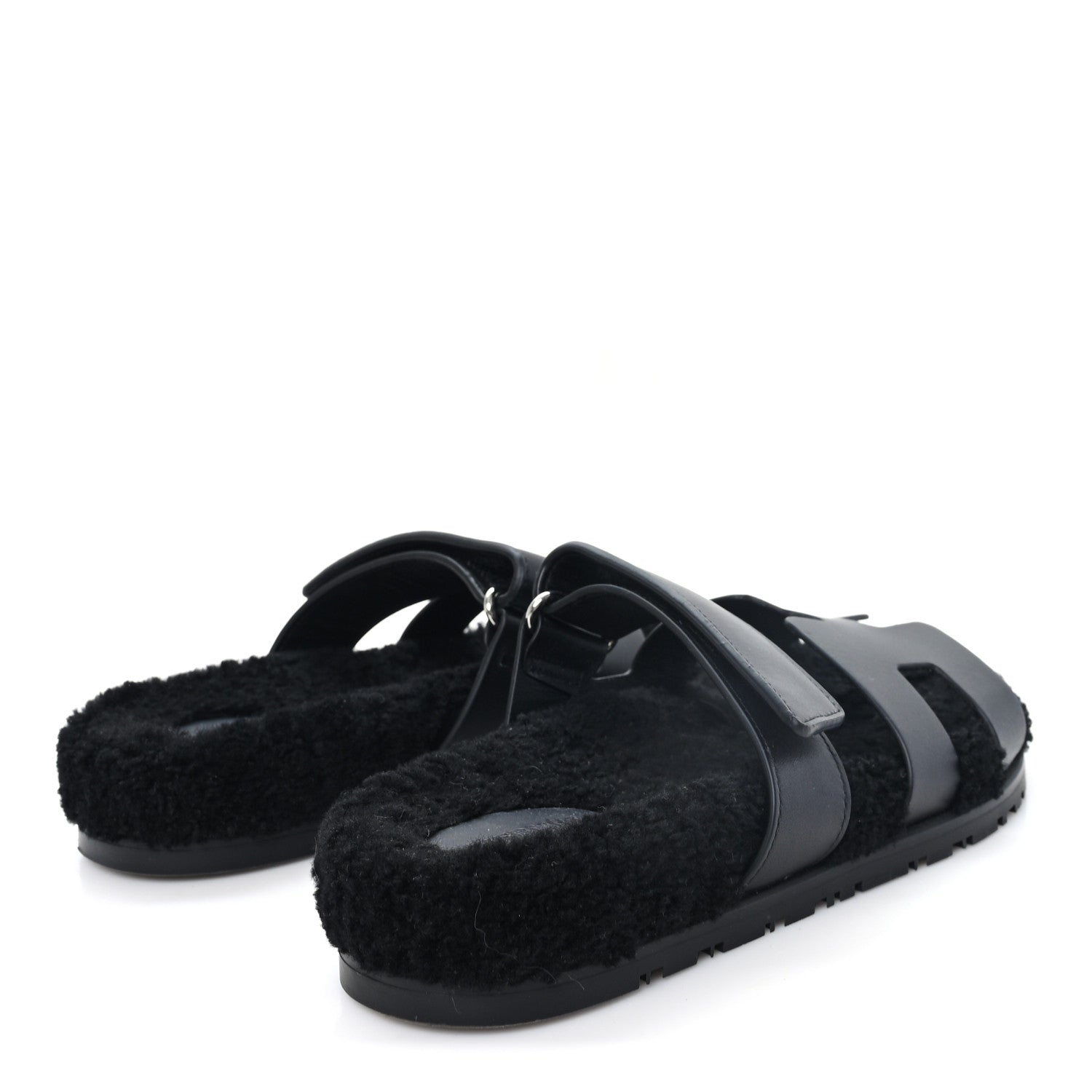Calfskin Woolskin Womens Chypre Sandals 38 Black