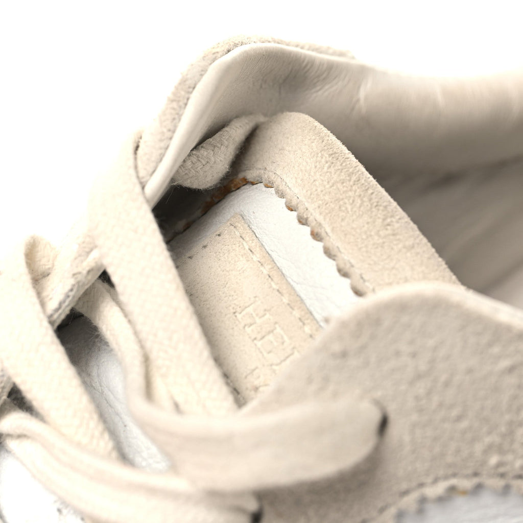 Calfskin Suede Goatskin Bouncing Sneakers 39 White