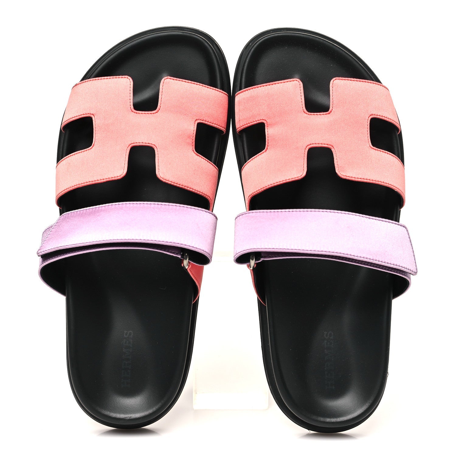 Satin Crepe Chypre Sandals 37.5 Rose Peche Violet Petale