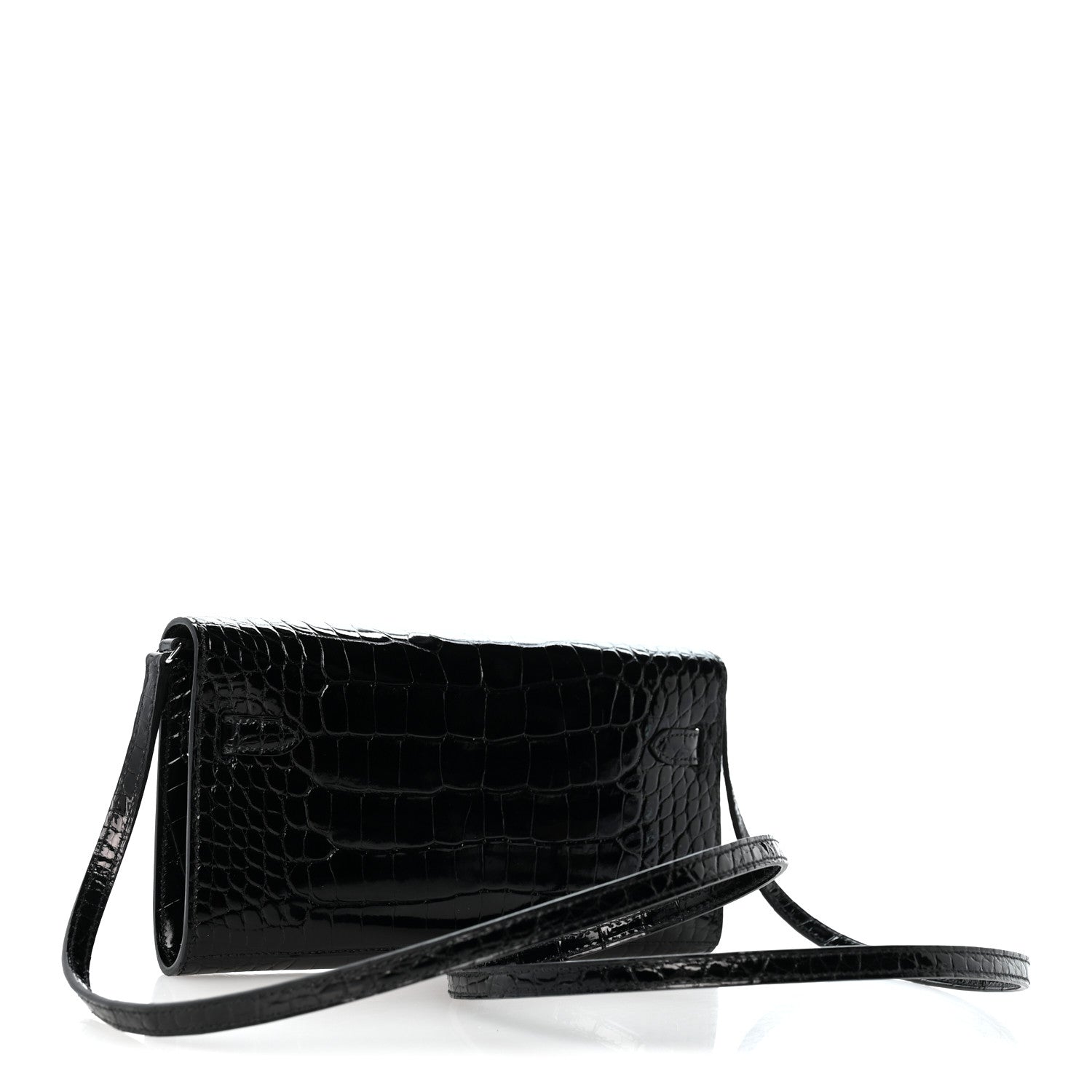 Shiny Alligator Kelly Wallet To Go Black