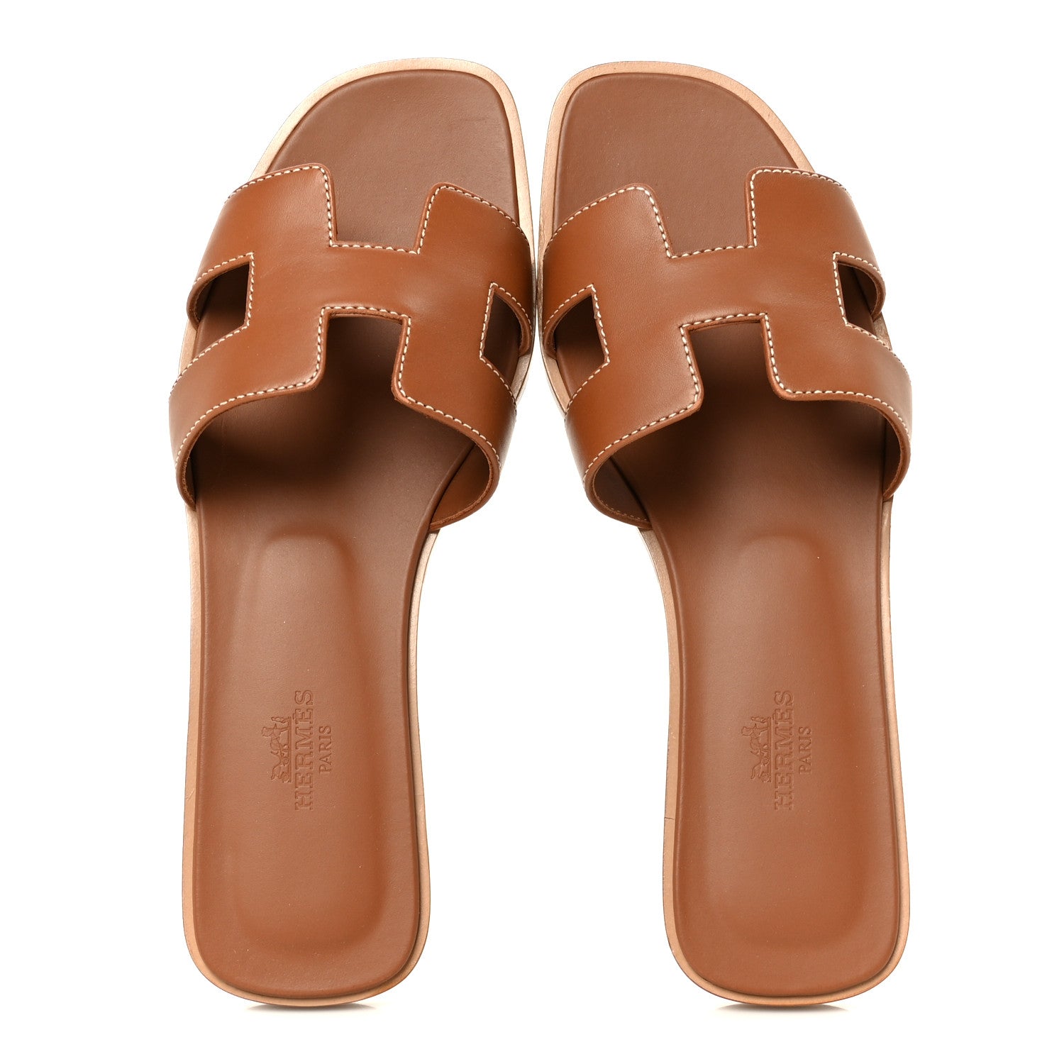 Box Calfskin Oran Sandals 37.5 Gold