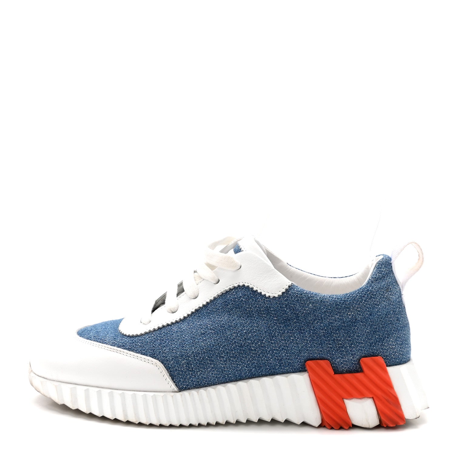 Denim Suede Goatskin Bouncing Sneakers 37 Bleu Clair White