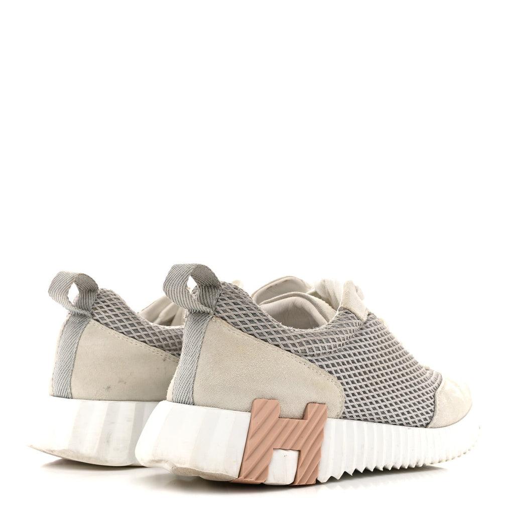 Air Mesh Suede Goatskin Bouncing Sneakers 35 Gris Lulea White