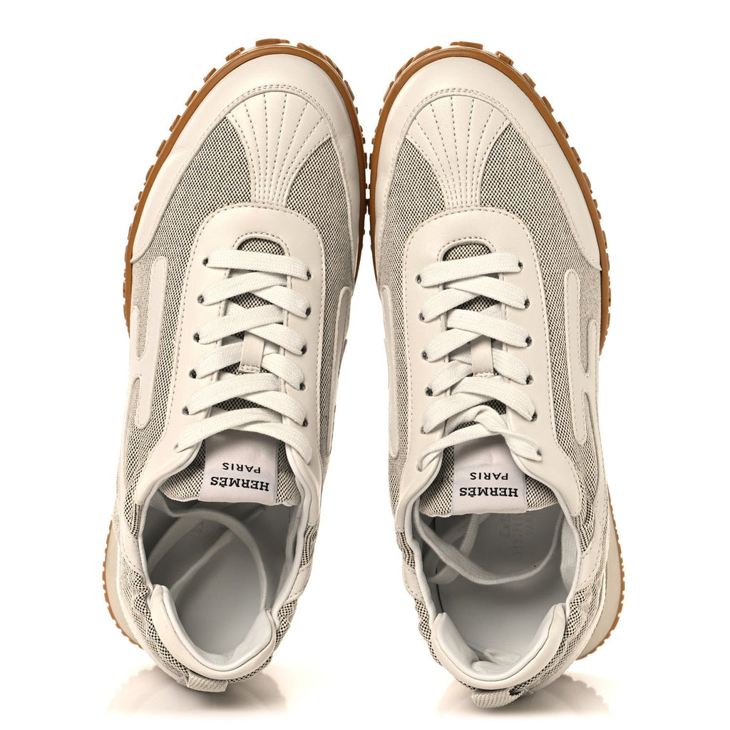 H Canvas Nappa Jet Sneakers 38.5 White Prunoir