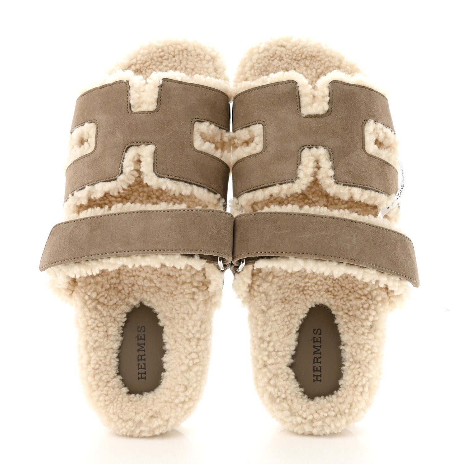 Suede Goatskin Woolskin Womens Chypre Sandals 39 Etoupe Ecru