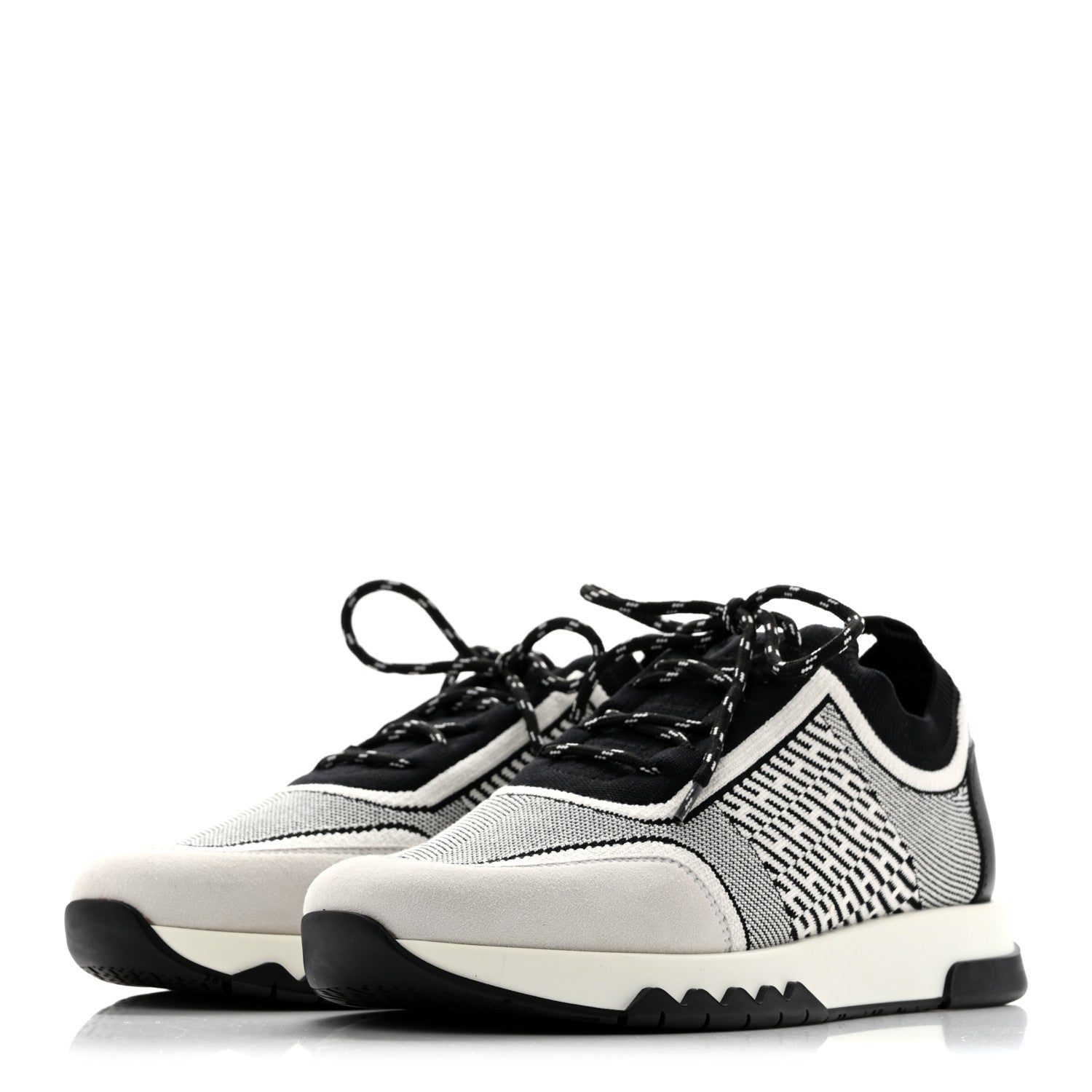 Knit Bi-Color Womens Addict Sneakers 37 Black White