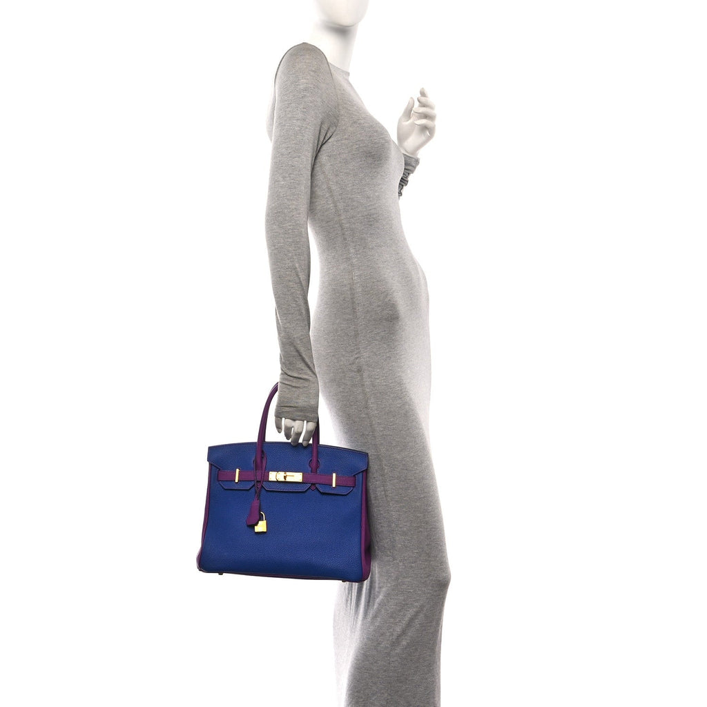 Togo Horseshoe Birkin 30 Blue Electrique Anemone