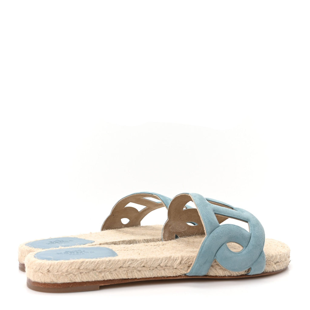 Suede Goatskin Famosa Espadrille Sandals 37 Bleu Citadin