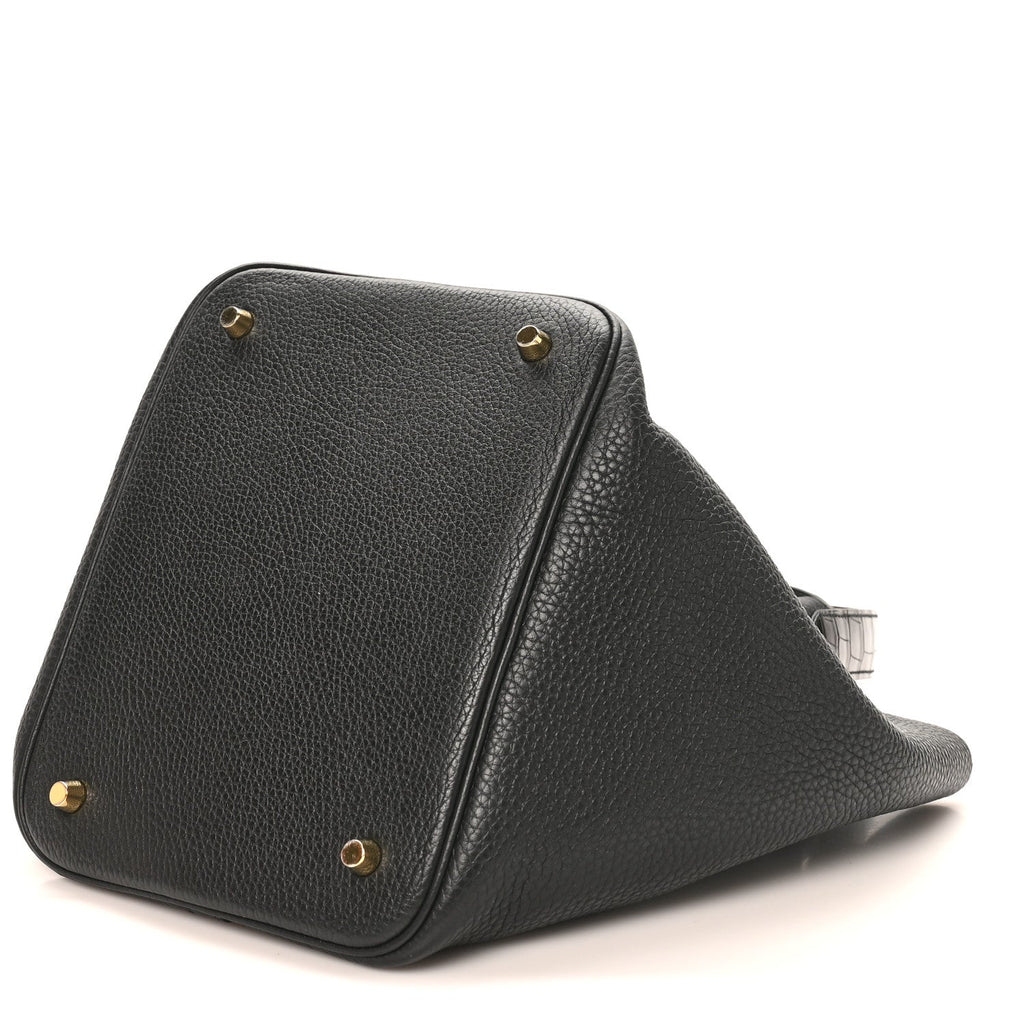 Taurillon Clemence Matte Alligator Picotin Lock Touch 22 MM Black