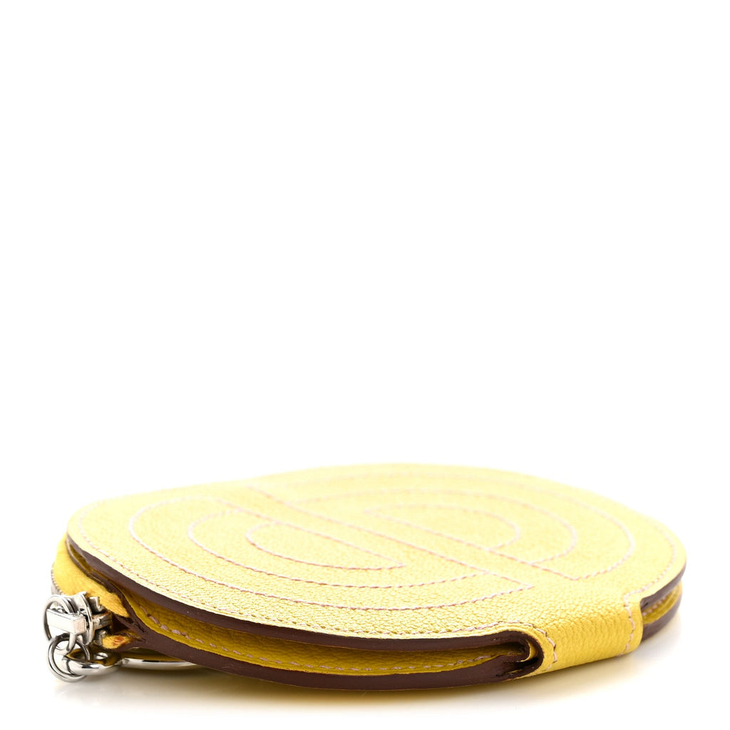 Chevre Mysore Mini In-The-Loop Card Holder Jaune De Naples