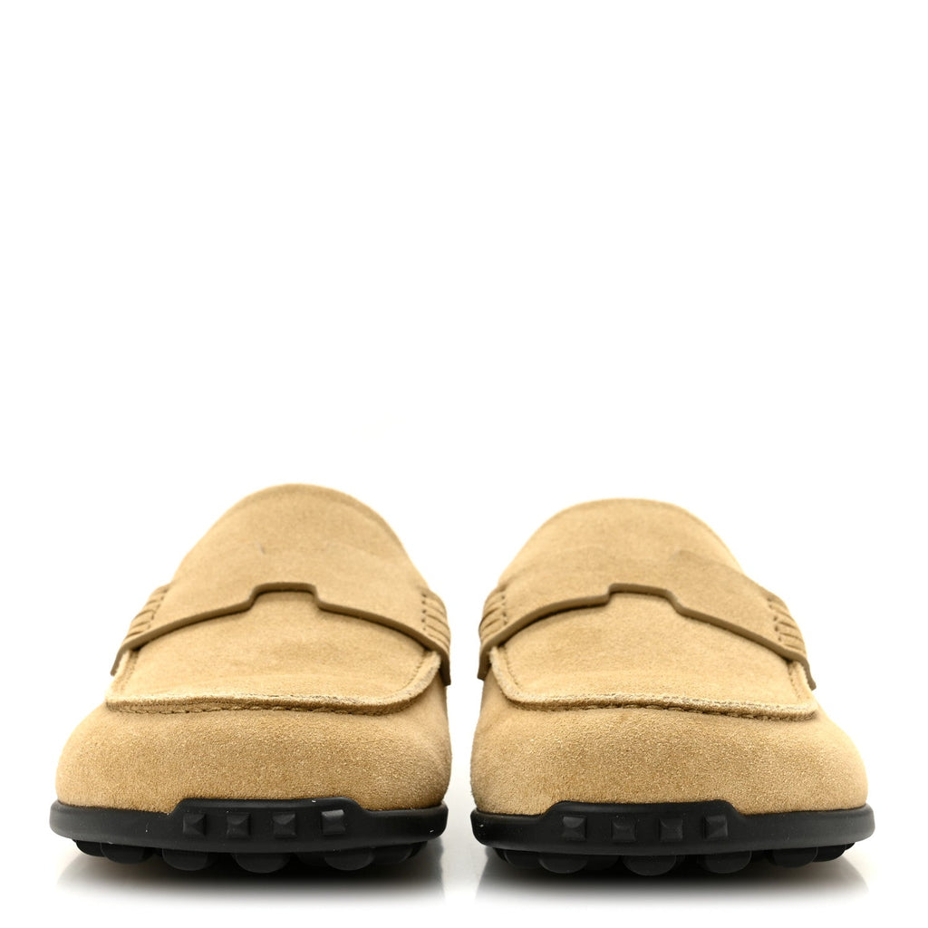 Suede Calfskin Womens Go Mules 39 Beige Sable