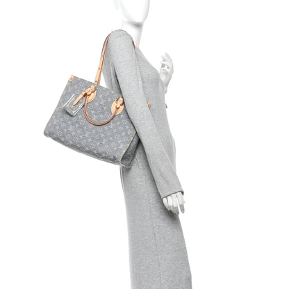 Monogram Denim Onthego MM Washed Gray