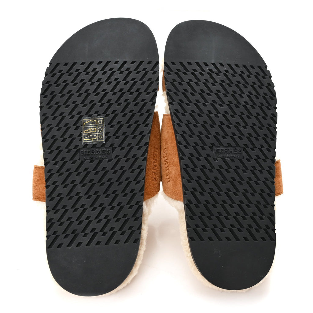 Suede Goatskin Woolskin Womens Chypre Sandals 36.5 Naturel Ecru