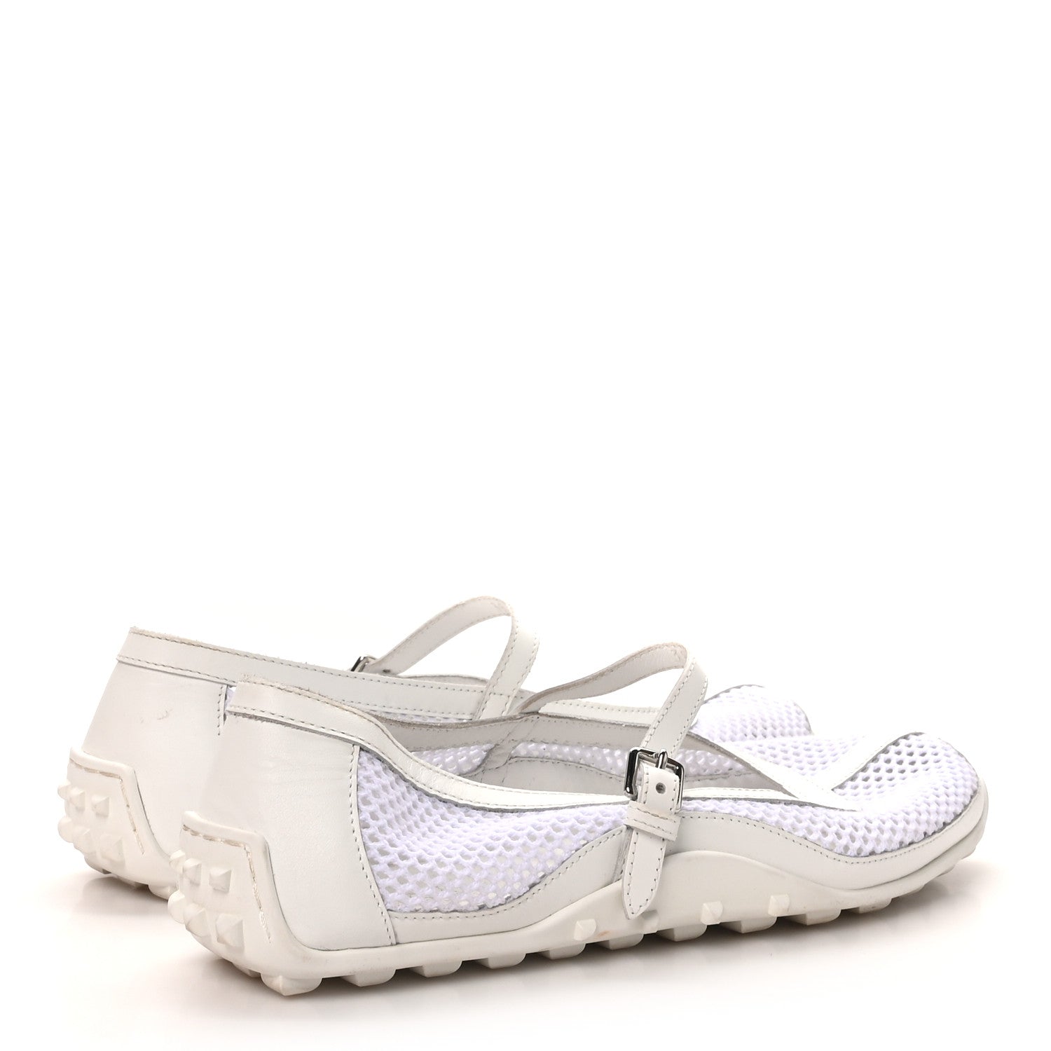 Crochet Knit Calfskin Kichu Ballet Flats 39 White