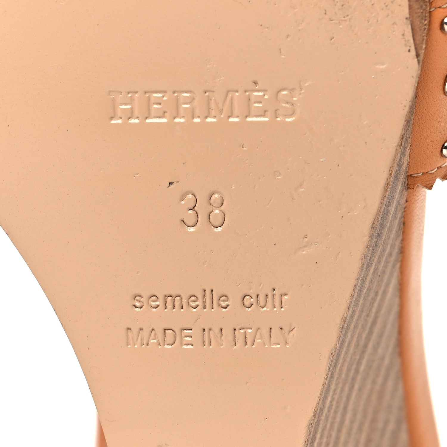 Calfskin Legend Wedge Sandals 38 Natural