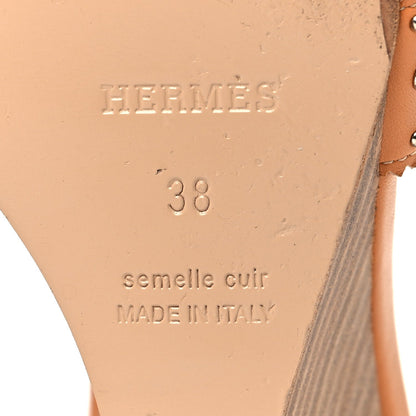 Calfskin Legend Wedge Sandals 38 Natural