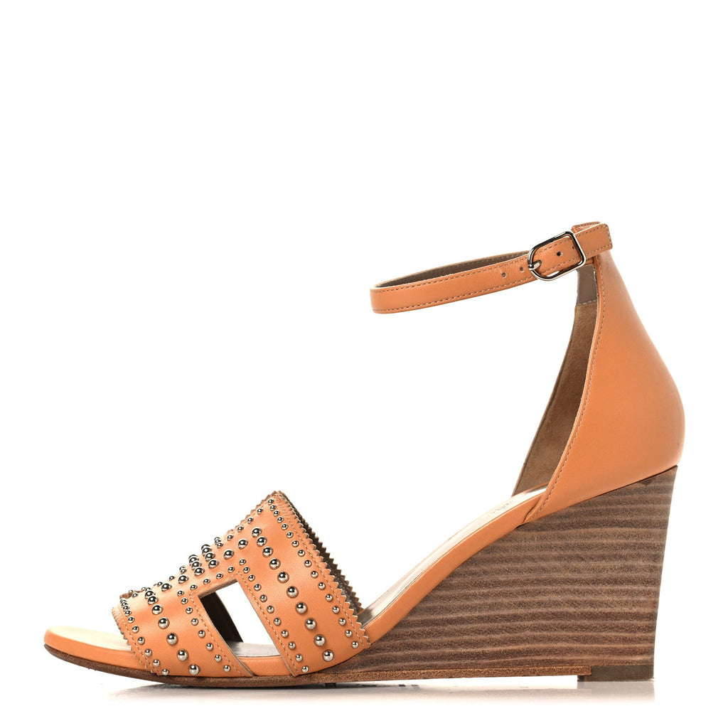 Calfskin Legend Wedge Sandals 38 Natural