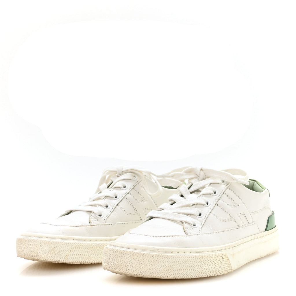 Crocodile Calfskin Deep Sneakers 37.5 White Vert Jade