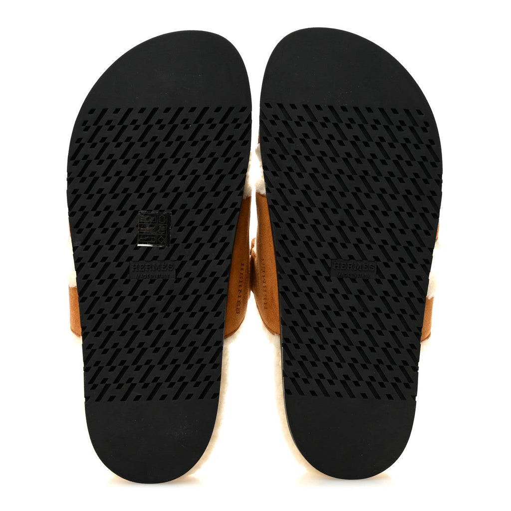 Suede Goatskin Woolskin Womens Chypre Sandals 40 Naturel Ecru