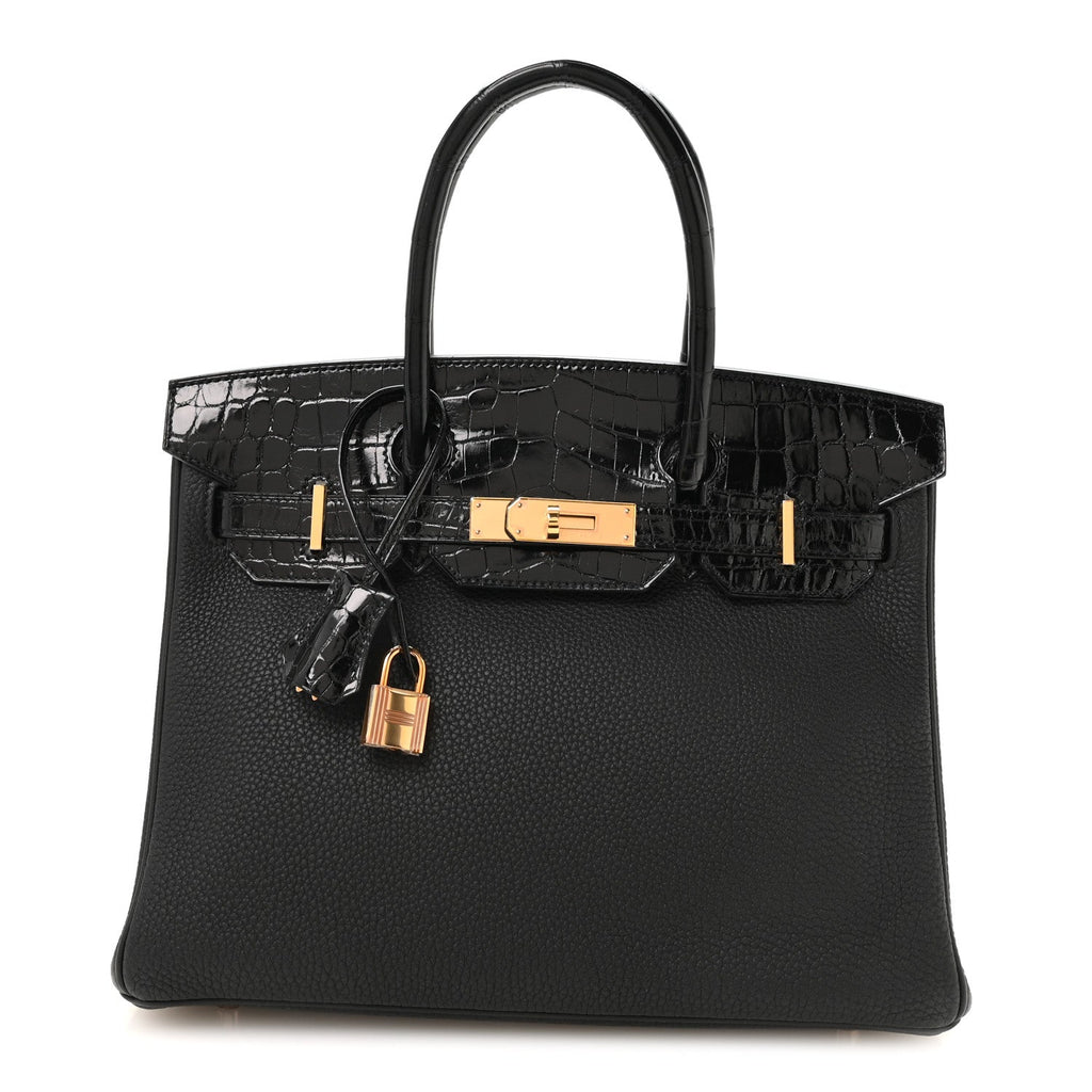 Togo Shiny Niloticus Crocodile Birkin Touch 30 Black