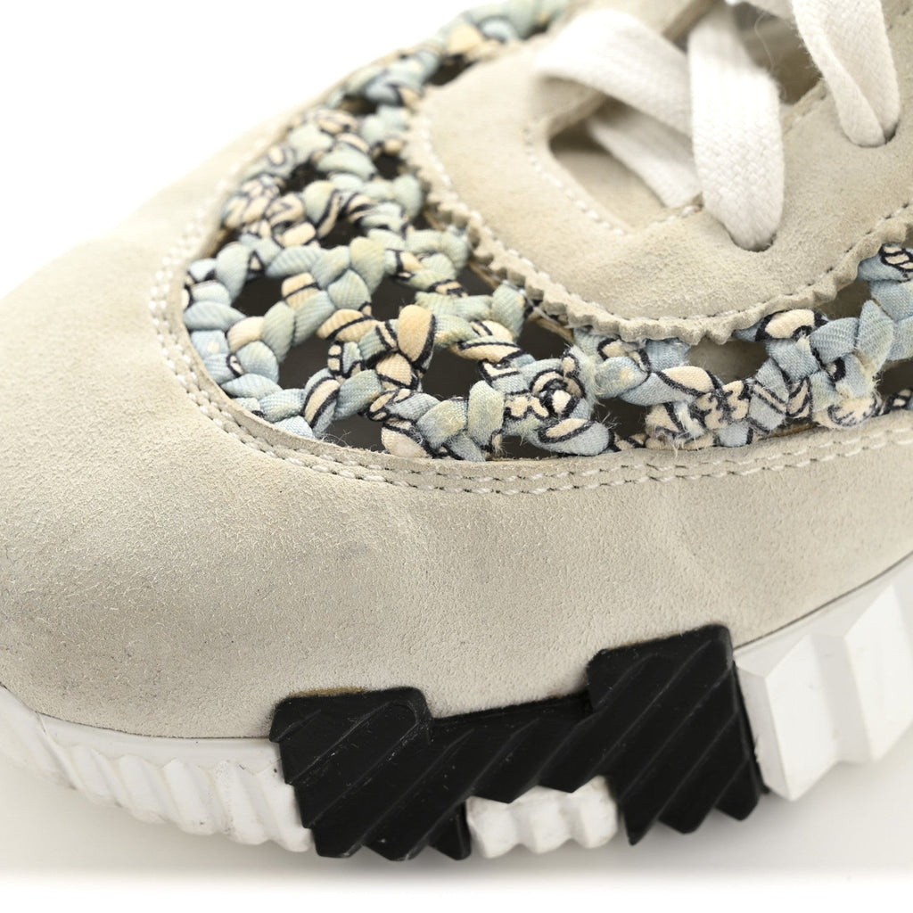 Braided Silk Suede Sneakers 35 Bleu Clair White