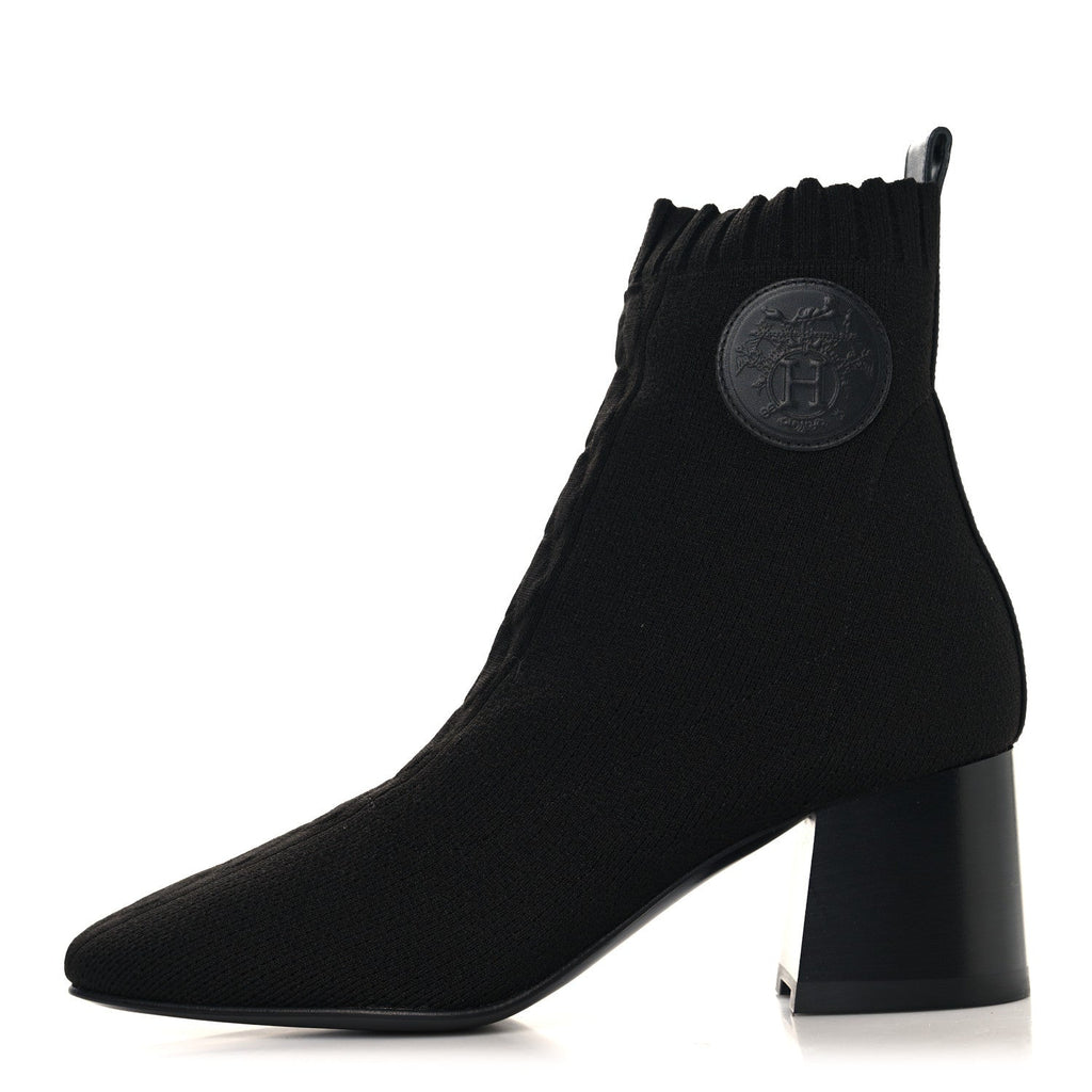Knit Calfskin Jenna 60 Ankle Boots 36 Black