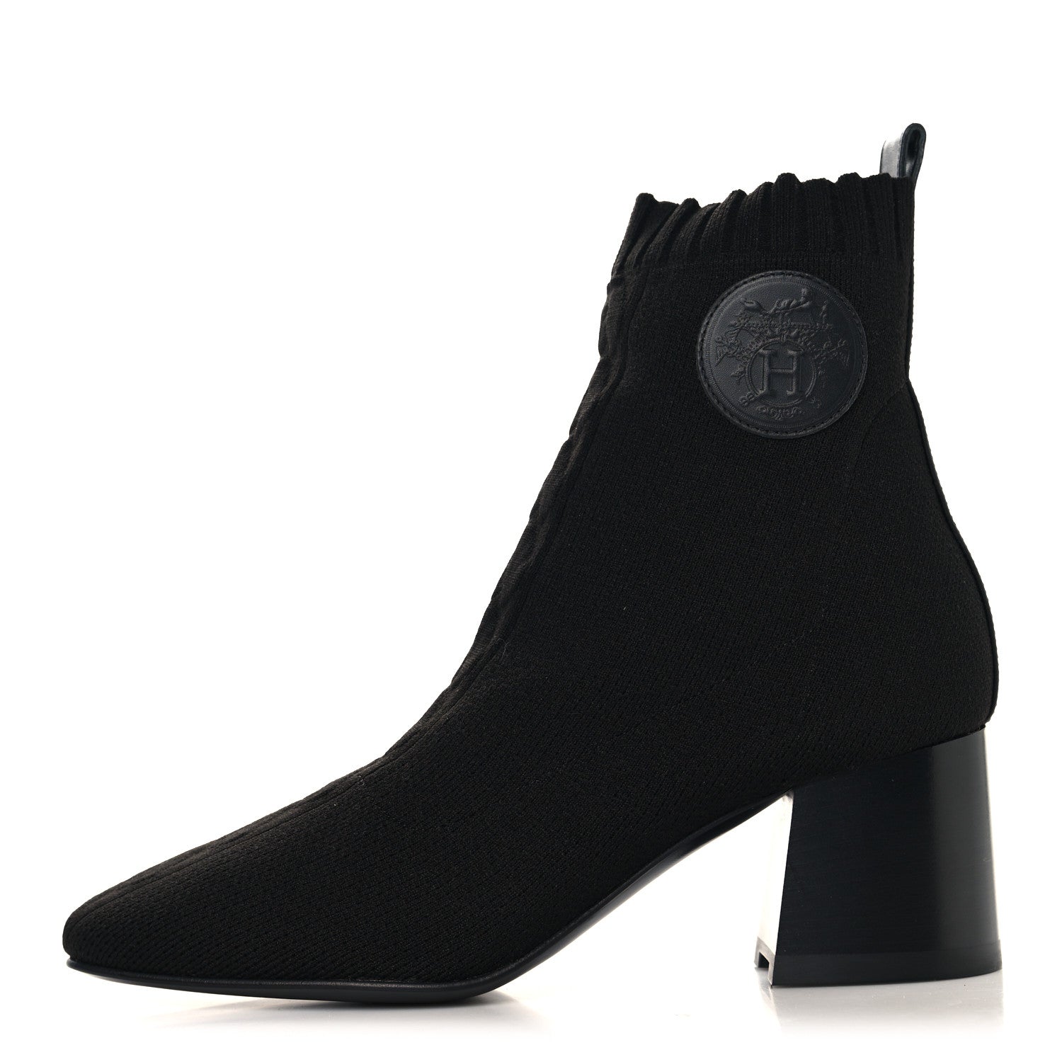 Knit Calfskin Jenna 60 Ankle Boots 36 Black