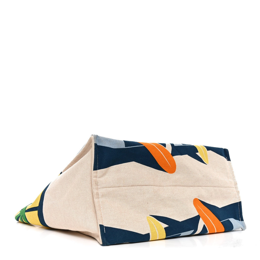 Cotton Canvas Apres la Vague Beach Bag Jaune Bleu
