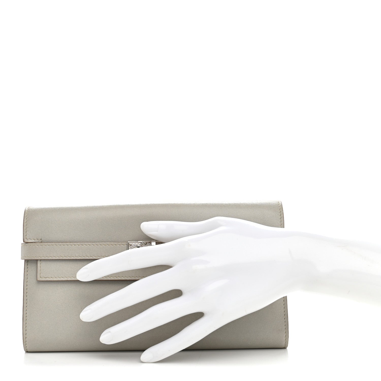 Box Guilloche Kelly Longue Wallet Gris Perle