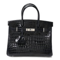 Shiny Porosus Crocodile Birkin 30 Bleu Marine