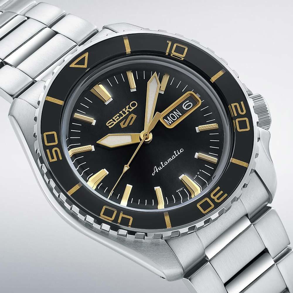 Seiko 5 Sport Automatic SKX Series Black Dial Silver Steel Strap Watch for Men - SRPK99K1