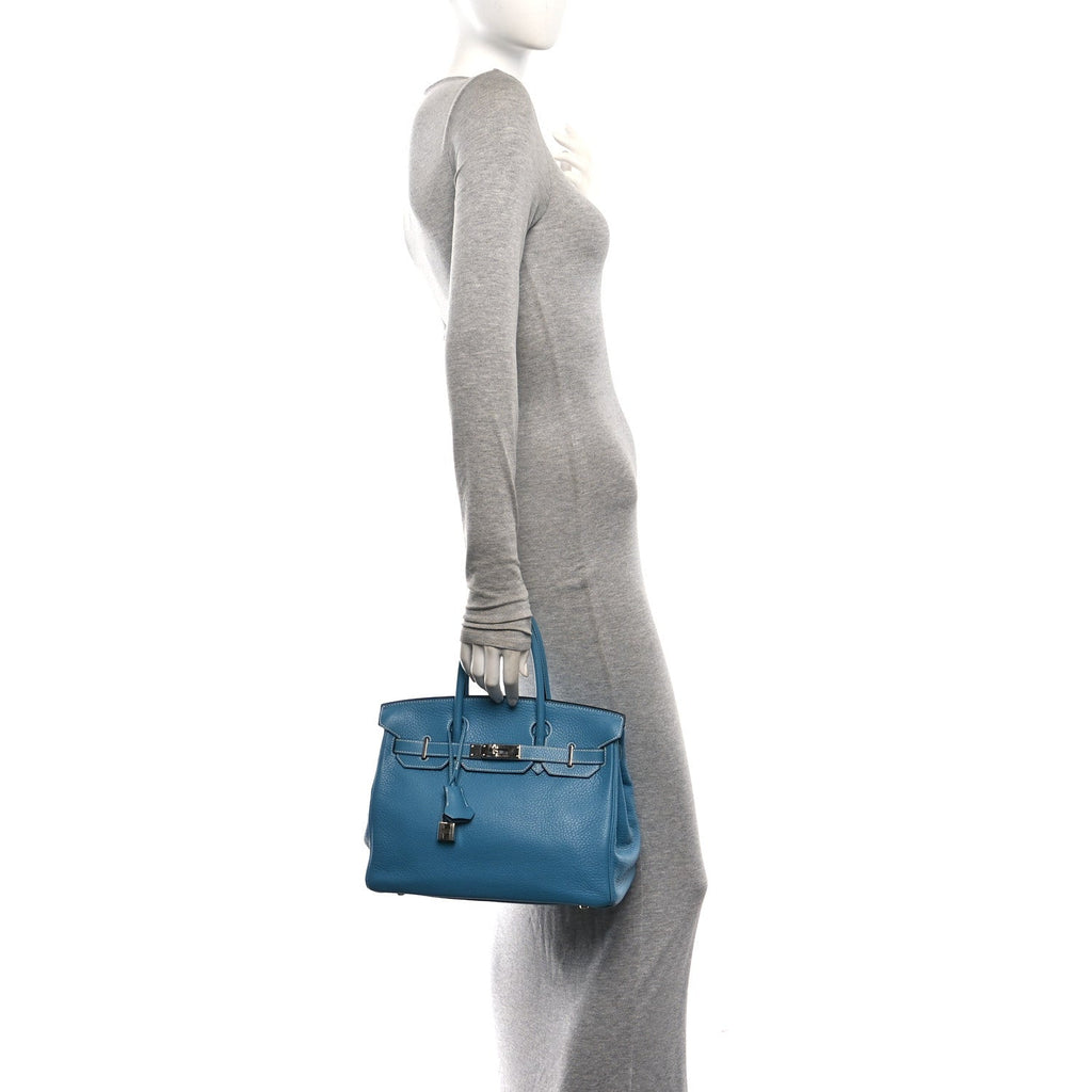 Taurillon Clemence Birkin 30 Blue Jean