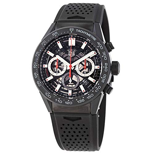 Tag Heuer Carrera Automatic Chronograph Black Dial Black Rubber Strap Watch for Men - CBG2A90.FT6173