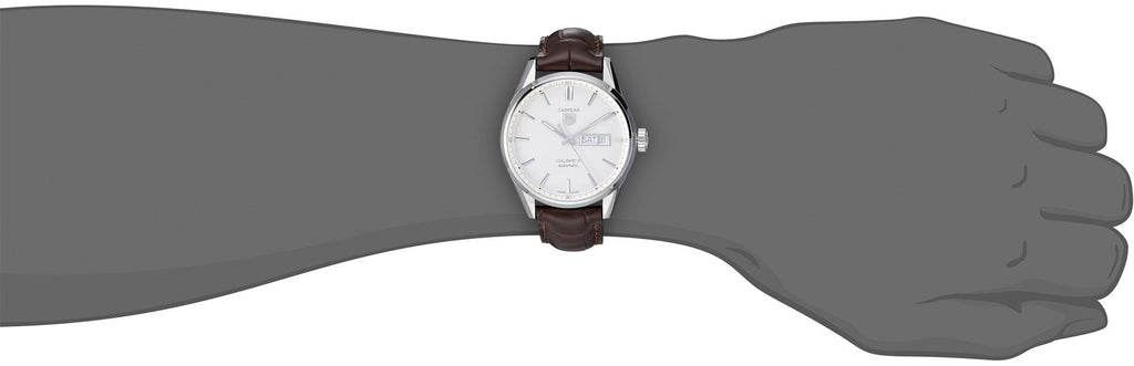 Tag Heuer Carrera Calibre 5 Automatic White Dial Brown Leather Strap Watch for Men - WAR201B.FC6291