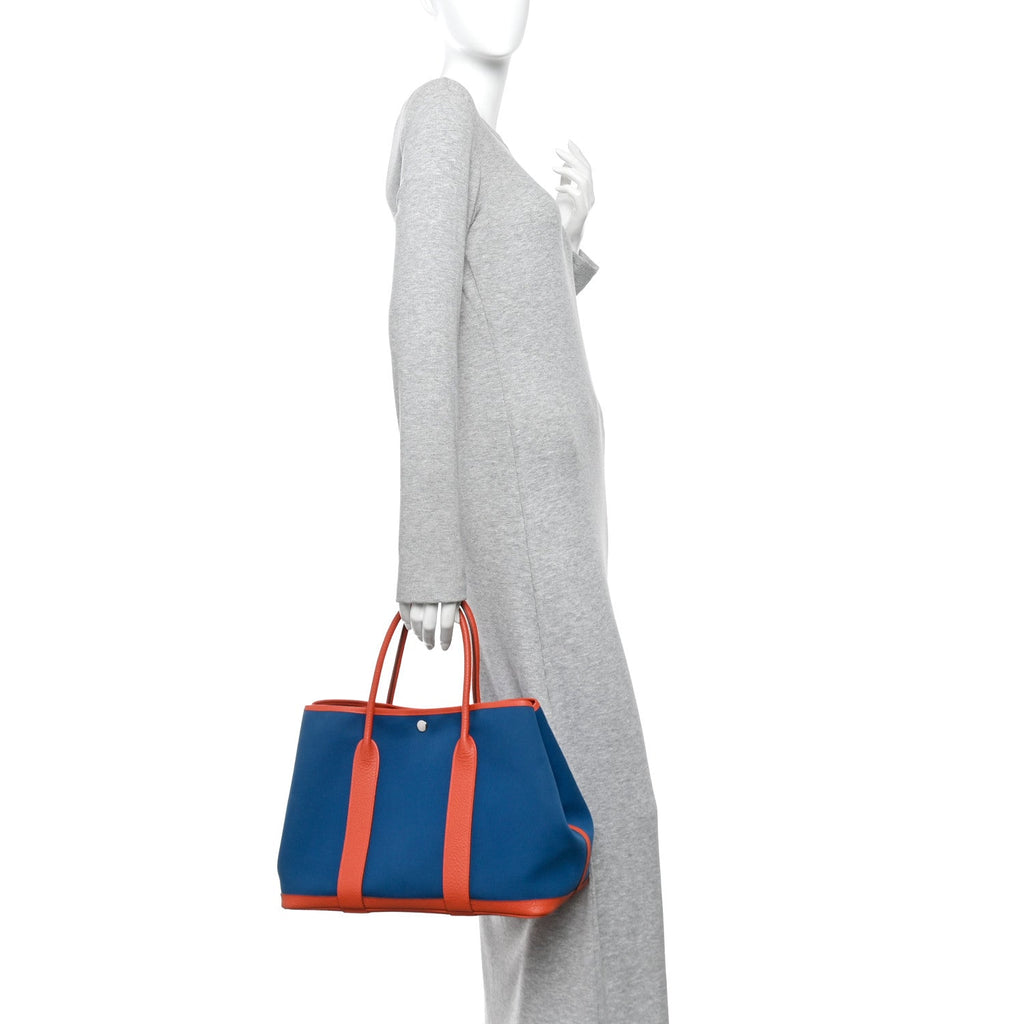 Toile Negonda Garden Party Tote 36 MM  Bleu Zanzibar Capucine