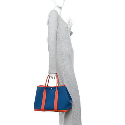 Toile Negonda Garden Party Tote 36 MM  Bleu Zanzibar Capucine