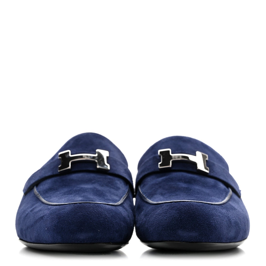 Suede Goatskin Trocadero Mule 38.5 Bleu Diplomatique
