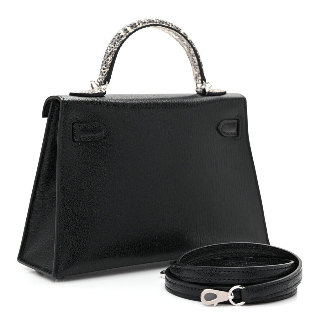 Chevre Chamkila Lizard Mini Kelly Sellier Touch 20 Black Ombre