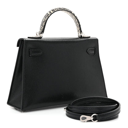 Chevre Chamkila Lizard Mini Kelly Sellier Touch 20 Black Ombre