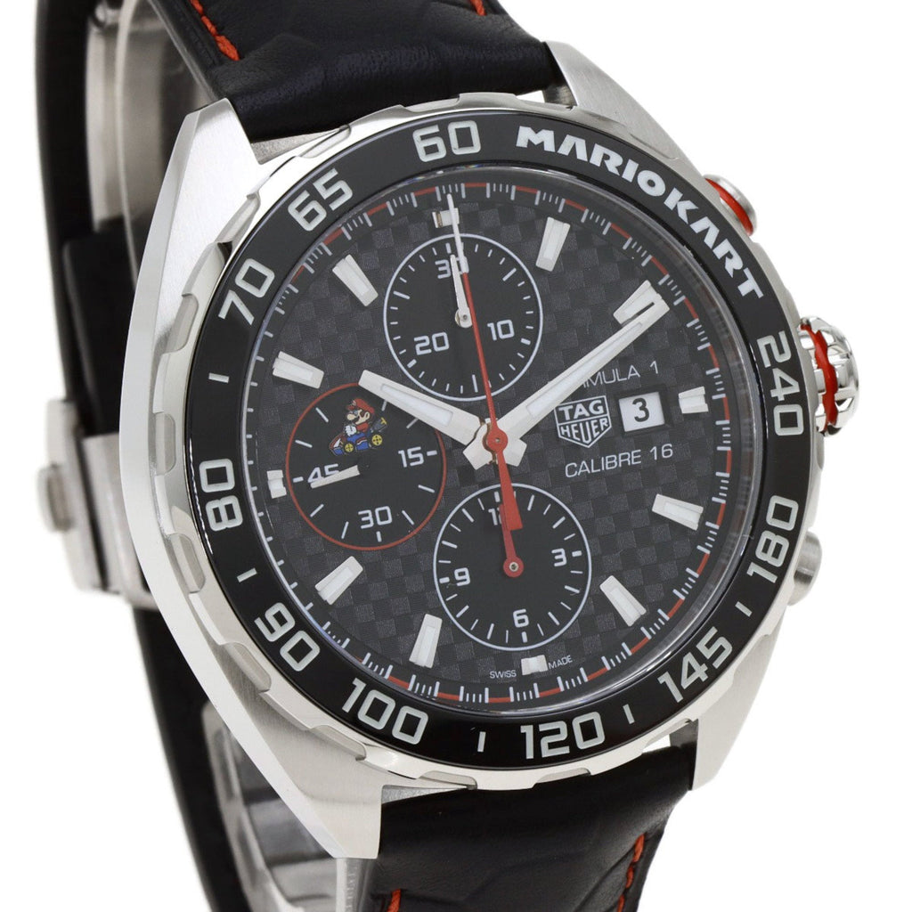 Tag Heuer Formula 1 Mario Kart Chronograph Black Dial Black Leather Strap Watch for Men - CAZ201E.FC6517